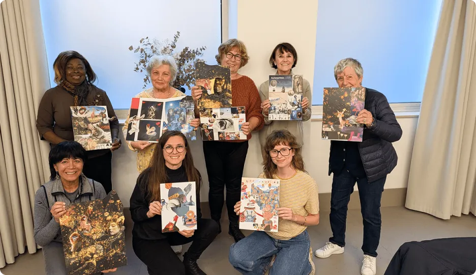 Photo d'un atelier collage au 37Bis.